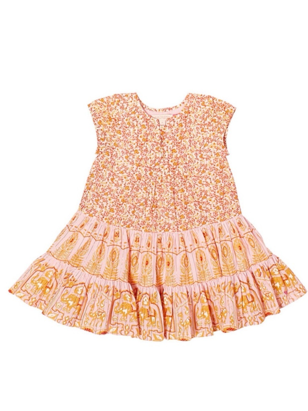 Pink Chicken Penelope Dress Strawberry Cream Tiered Cotton Dress Size Girls 8